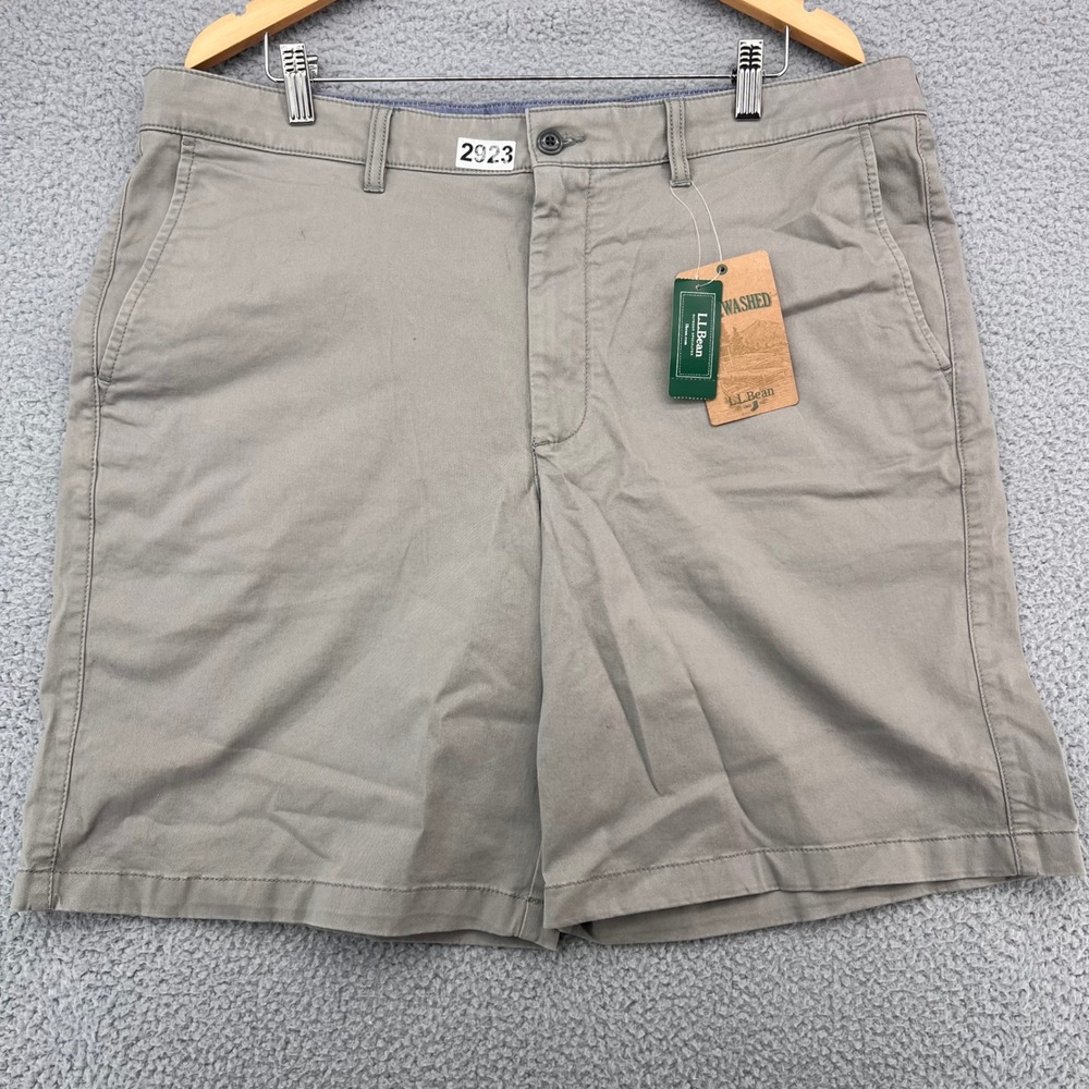 LL Bean Lakewashed Stretch Khaki Shorts Mens 40 Mineral Gray Standard Fit 503788